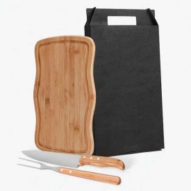 Kit Churrasco em Bambu com Tábua Retangular Personalizada