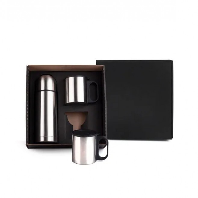 Kit Garrafa E Caneca Em Aço Inox 330/180ml Personalizado 