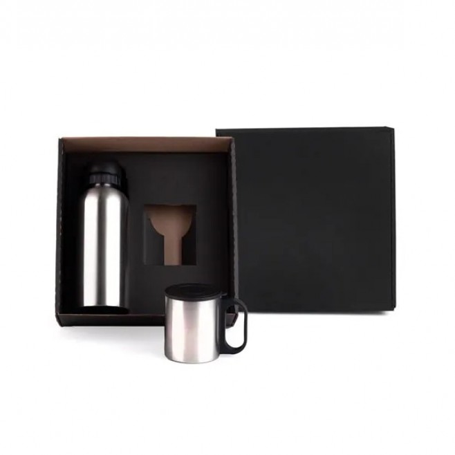 Kit Garrafa e Caneca Em Aço Inox 600/180ml Personalizado 