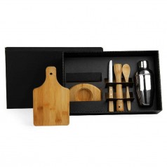 Kit para Caipirinha em Bambu com Coqueteleira  com Logo