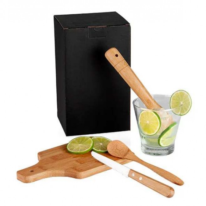 Kit Para Caipirinha Em Bambu Personalizada 