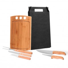 Kit para Churrasco / Cozinha em Bambu / Inox com Logo para Brindes 