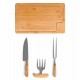 Kit para Churrasco em Bambu com Garfo 4 Dentes com Logo