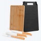 Kit para Churrasco em Bambu/Inox com Faca Santoku com Logo 