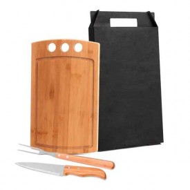 Kit para Churrasco em Bambu / Inox Personalizado com Logo