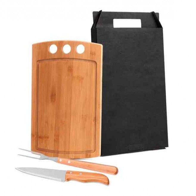 Kit para Churrasco em Bambu / Inox Personalizado com Logo