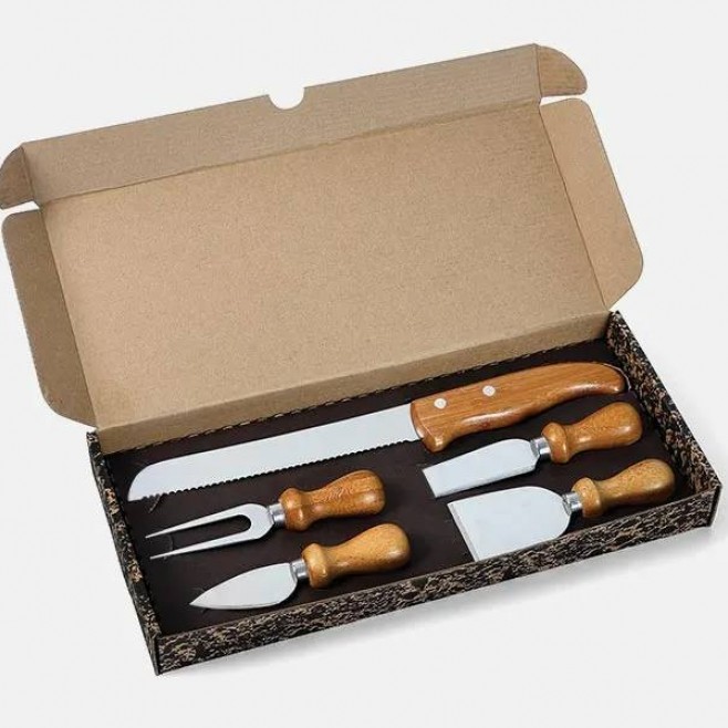 Kit para Queijo E Faca Para Pão Em Inox / Bambu Personalizado 