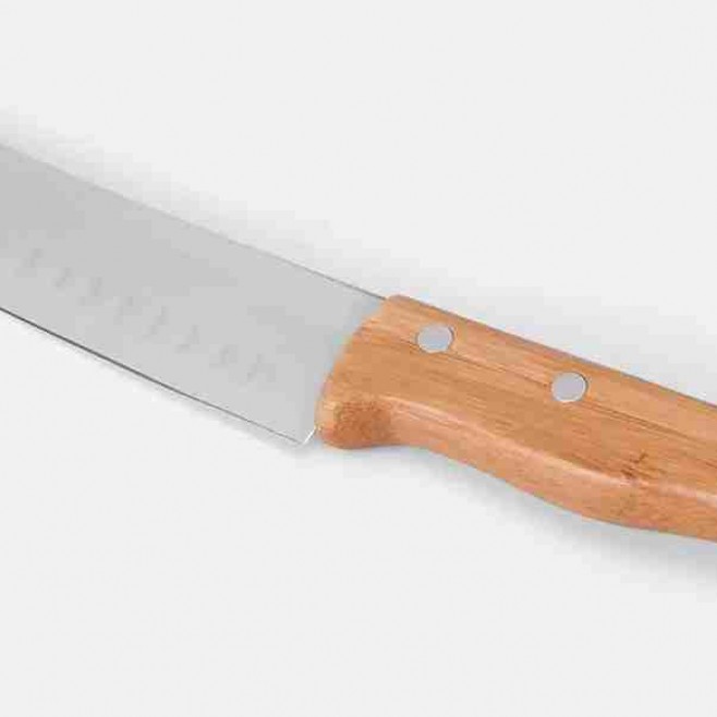 Kit para Queijo E Faca Santoku Em Inox / Bambu Personalizado 