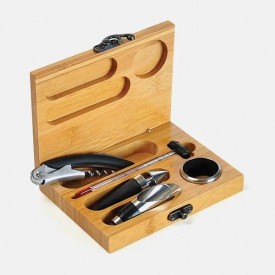 Kit Para Vinho Com Estojo Em Bambu Personalizado