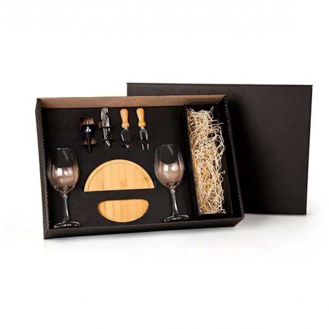 Kit Queijo e Vinho 7 Peças com Logo para Brindes