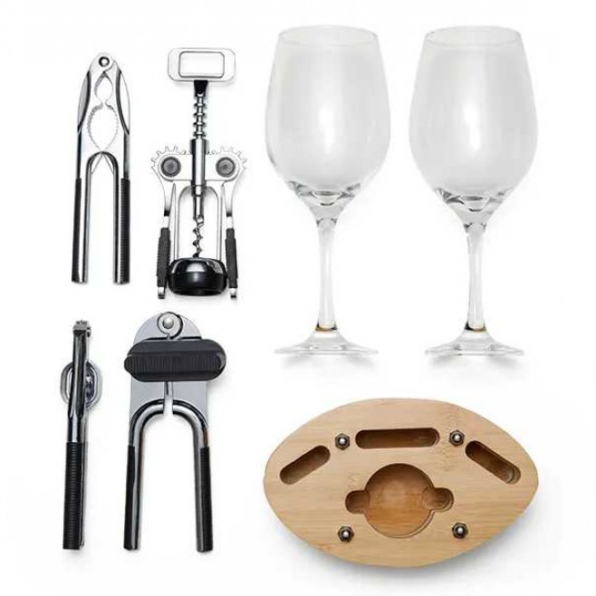 Kit Queijo e Vinho 7 Peças para Brindes